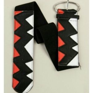 Black, Red & White Zig-Zag Waist Belt